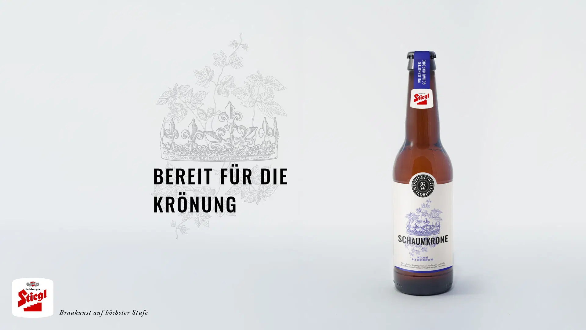 Gestaltung und Illustration des Etiketts für das Stiegl Landshut "Schaumkrone". Hier das Sujet "Bereit für die Krönung".